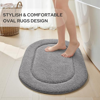 HOMEIDEAS Bathroom Rugs Sets 2 Piece, Soft Bathroom Mats and Absorbent Microfiber Machine Washable Bath Mats for Shower Room, Bathtub, Kitchen (20" x 32" + 16" x 24", Grey) - color: Grey