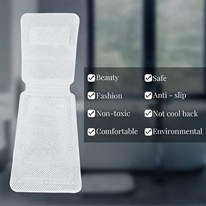 Bath Pillow for Bathtub, Full Body Mat & Cushion Headrest for Women and Men, with Mesh Washing Bag Suction Cups, Spa Bathtub Pillow for Head Neck Shoulder and Back Support