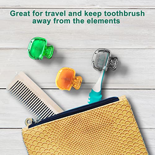 Mspan Electric Toothbrush Cover Cap: Brush Head Protector Cute Plastic Clip Pod - Toothbrush Travel Case for Traveling & Home - 4 Packs - color: Orange, Green, Grey, Black