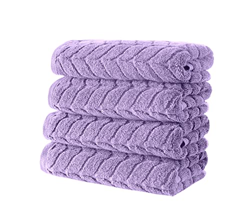 BAGNO MILANO Certified Organic Turkish Cotton Bath Towels, Luxury Jacquard Absorbent, Ultra Soft-Plush Organic Towel Set (Lavender, Towel Set of 6) - color: Lavender