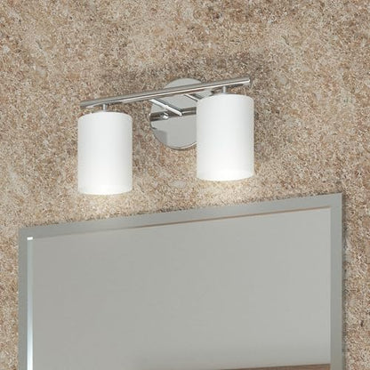 Replay Collection 2-Light Etched White Glass Modern Bath Vanity Light Polished Nickel - color: Polished Nickel, size: 2-Light