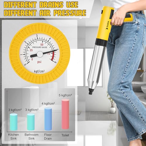 Electric Toilet Plunger, High Pressure Toilet Plungers | Electric Drain Unclogger Tool with Automatic Pressurized, NO Splash Back, 3 Heads & Storage Bag, For Bathroom Shower Floors