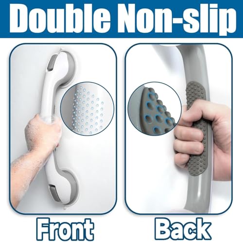 Shower Grab Bar, Suction Grab Bars for Shower, 2 Pack 16.11 Inch Shower Handles for Elderly Suction, Bathroom Grab Bars for Seniors, Shower Grab Bars Suction Heavy Duty, Waterproof No Drilling - size: 16.11"L x 4.11"W