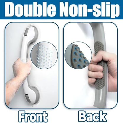 Shower Grab Bar, Suction Grab Bars for Shower, 2 Pack 16.11 Inch Shower Handles for Elderly Suction, Bathroom Grab Bars for Seniors, Shower Grab Bars Suction Heavy Duty, Waterproof No Drilling - size: 16.11"L x 4.11"W