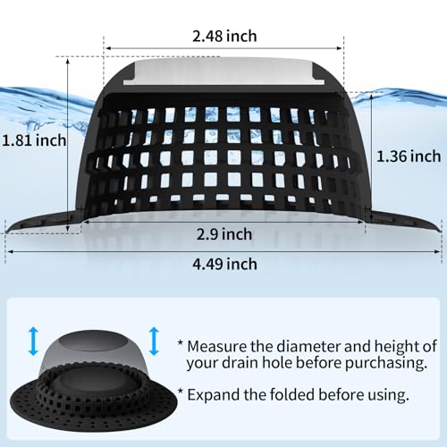 Aluvor Shower Drain Hair Catcher Bathtub Drain Cover Sink Drain Protector | Bathroom Sink & Bathtub Drain Strainer for Pop-Up & Regular Drains, All Black - color: All Black