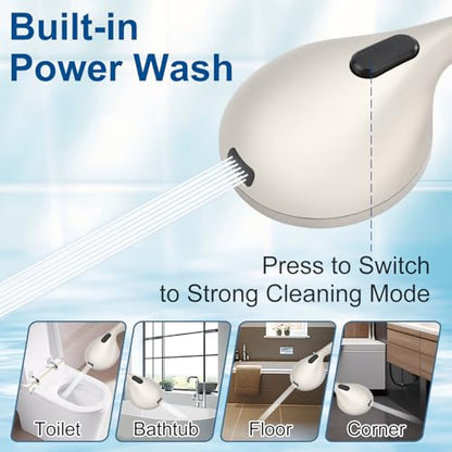 Shower Head with Handheld - All Metal Holder and Long Hose, High Pressure | Showerhead Sprayer Built-in Power Wash to Clean Tub, Tile & Pets, Multi Mode Adjustment, Brushed Nickel 2.5 GPM - color: Brushed Nickel