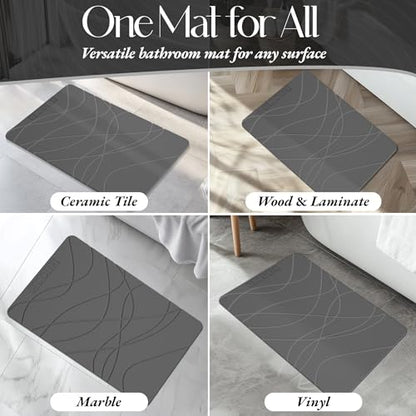 DECOLURE Stone Bath Mat Large, Quick Dry & Non-Slip Diatomaceous Earth Shower Mat for Bathroom, Luxurious & Easy to Clean Diatomite Stone Mat for Bathroom, Kitchen, High Density (Large, Grey) - size: 26" x 17" (Rectangular)