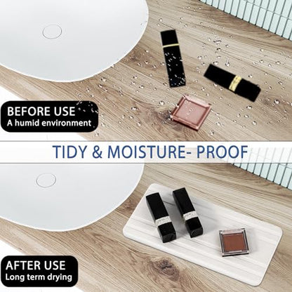 3PCS Water Absorbing Stone Tray, DryingNeat Diatomite Stone Sink Tray, Instant Dry Sink Coasters, Kitchen Sponge Hand Soap Holder, Bathroom Sink Vanity Trays,8 * 4inch and 4 * 4inch - color: 1pcs 21×10cm + 2pcs 10×10cm White Stripe