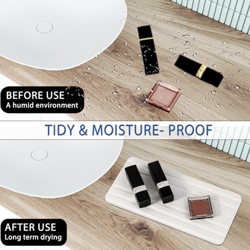 3PCS Water Absorbing Stone Tray, DryingNeat Diatomite Stone Sink Tray, Instant Dry Sink Coasters, Kitchen Sponge Hand Soap Holder, Bathroom Sink Vanity Trays,8 * 4inch and 4 * 4inch - color: 1pcs 21×10cm + 2pcs 10×10cm White Stripe