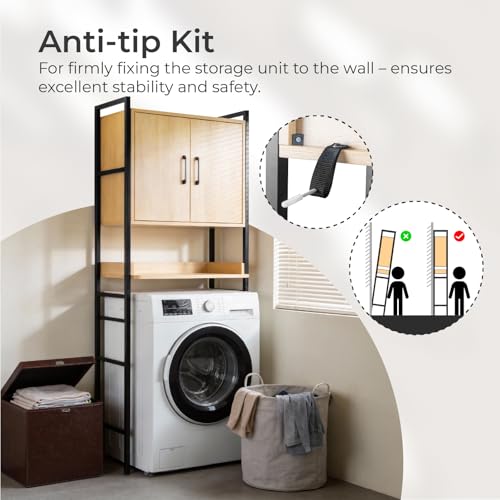 Over The Toilet Cabinet for Bathroom Storage, Above Toilet Storage Cabinet with MDF Melamine Veneer with Square tubing, Double Doors