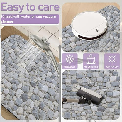 Stone Pattern Bathroom Rugs Mat, Super Absorbent Quick Drying Floor Mat for Bathroom Entryway 17"x30" - color: Stone Pattern