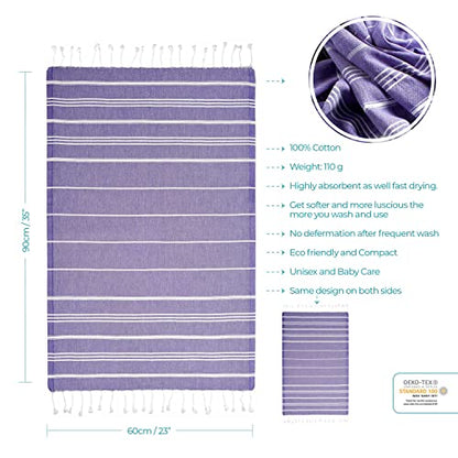 Cacala 100% Turkish Cotton Kitchen Tea Towels, Highly Absorbent Luxury Soft Quick Drying Dish Towel with Hanging Loop for Gym, Yoga, Bath, Sports, Cleaning and Kitchen (23 x 36), Dark Purple - color: Dark Purple
