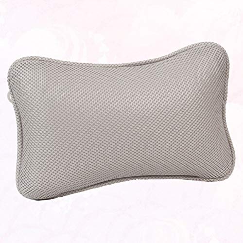 Non- Slip Sponge Bathtub Pillow with Suction Cups Head Pillow Neck Shoulder Support Cushion for Home Hotel Grey