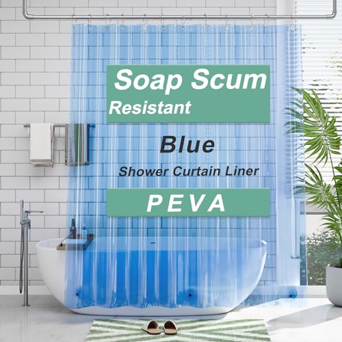 AmazerBath Shower Curtain Liner, 72x72 Transparent Blue Shower Liner, Lightweight Plastic Shower Curtain Liners, Cute Waterproof Shower Liner for Bathroom with 3 Magnets and 12 Grommet Holes - color: Clear Atlantic, size: 72"W x 72"L (Pack of 1)