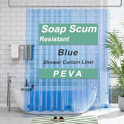 AmazerBath Shower Curtain Liner, 72x72 Transparent Blue Shower Liner, Lightweight Plastic Shower Curtain Liners, Cute Waterproof Shower Liner for Bathroom with 3 Magnets and 12 Grommet Holes - color: Clear Atlantic, size: 72"W x 72"L (Pack of 1)