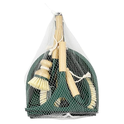 Pine-Sol Scrub Brush Cleaning Tool Set - Heavy Duty Brushes with Bamboo Handles, Dustpan, Shower Squeegee - Dishwashing, Kitchen, and Bathroom Cleaning Supplies, 6 Pieces - size: 6 Piece Set