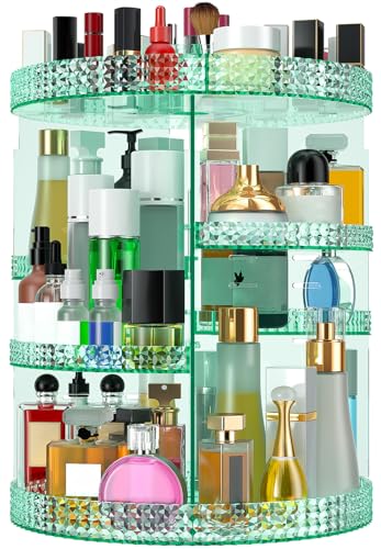 360 Degree Rotating Makeup Organizer, Extra Large Capacity Organizador De Maquillaje, Removable DIY 7 Layers Cosmetics Organizer, Acrylic Perfume Organizer for Vanity Countertop (Green) - color: Green, size: XL
