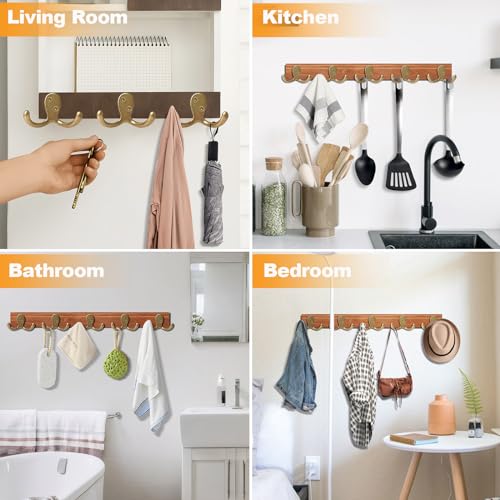 CBWLWJ 10 Pack Coat Hooks Wall Hooks for Hanging, Heavy Duty Double Prong Metal Hook Wall Mounted for Living Room, Bathroom, Kitchen, Bedroom for Coat, Bag, Scarf, Towel, Hat, Key, Cup (Bronze) - color: Bronze-10pack