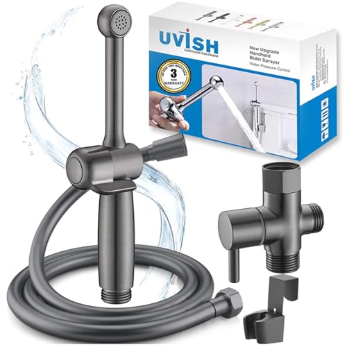 Handheld Bidet Toilet Sprayer, Black Bidet Spray for Toilet, Cloth Diaper Sprayer with Backflow Preventer, Adjustable Water Pressure Brass Hand Held Spray Attachment