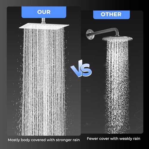 Rain Shower head, High Pressure Shower Head Made of 304 Stainless Steel, Relaxed Shower Experience Even at Low Water Flow and Pressure (10" Brushed Nickel) - color: Brushed Nickel, size: 10 Inch