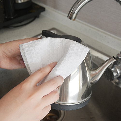 Waffle Microfiber Dish Cloths White Kitchen Towels, Cleaning Cloth | Quick Dry Absorbent Dish Rags Dishcloths Barista Towels 12x12 Inch 6 Pack - color: White, size: 12in x 12in 6 Pack