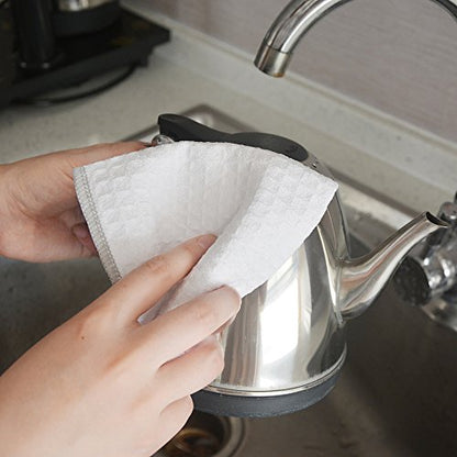 Waffle Microfiber Dish Cloths White Kitchen Towels, Cleaning Cloth | Quick Dry Absorbent Dish Rags Dishcloths Barista Towels 12x12 Inch 6 Pack - color: White, size: 12in x 12in 6 Pack