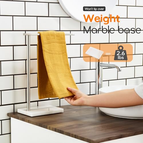 Standing Towel Rack Brushed Nickel 1-Tier Towel Bar for Bathroom Vanity Countertop with Heavy Marble Base Thicken Steady, Stainless Steel AN7002BR - color: Brushed Nickel, size: 1-Bar