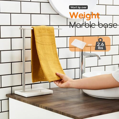Standing Towel Rack Brushed Nickel 1-Tier Towel Bar for Bathroom Vanity Countertop with Heavy Marble Base Thicken Steady, Stainless Steel AN7002BR - color: Brushed Nickel, size: 1-Bar
