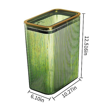 Bathroom Trash Cans with Lids, 2.6 Gallon (Green) | Garbage Can for Bedroom, Office, Plastic Slim Waste Basket with Press Top Lid, 10L Clear Trash Bin for Home, Kitchen - color: Green, style: Top and Bottom Opening