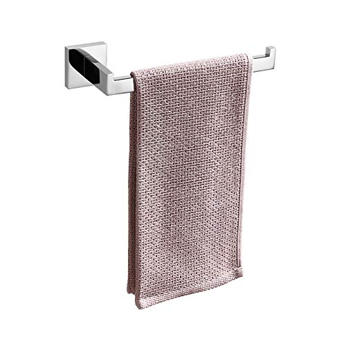 TASTOS Premium Stainless Steel Hand Towel Holder, Square Hand Towel Ring Heavy Duty Wall Mounted Modern Hand Towel Bar for Bathroom Kitchen, Polished Chrome - color: Polished Chrome