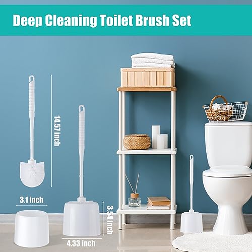 Roshtia 12 Sets Toilet Brush and Holder Set for Bathroom Toilet Bowl Brush Scrubber with Caddy for Deep Cleaning, 14.57 Height (White) - color: White