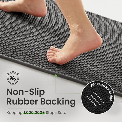 TYUU Bath Mat Set 2 Piece, Bathroom Rugs Non Slip Washable & Toilet Mat | Non Slip Quick Dry Absorbent Low Pile Bathroom Mats, Washable Bath Rugs 2 Pc: 20x30 Mat & Toilet Mat 20x24 in. Dark Grey - color: Dark Grey, size: 20"x30" + 20"x24" U Shape