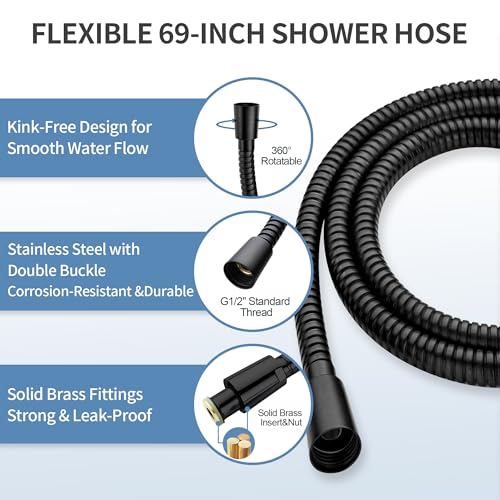 BRIGHT SHOWERS Slide Bar Shower Set with Handheld Shower Head, ADA-Compliant Stainless Steel Grab Bar, Adjustable Height and 69-Inch Hose, Oil Rubbed Bronze - color: Oil Rubbed Bronze
