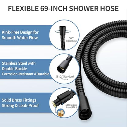 BRIGHT SHOWERS Slide Bar Shower Set with Handheld Shower Head, ADA-Compliant Stainless Steel Grab Bar, Adjustable Height and 69-Inch Hose, Oil Rubbed Bronze - color: Oil Rubbed Bronze