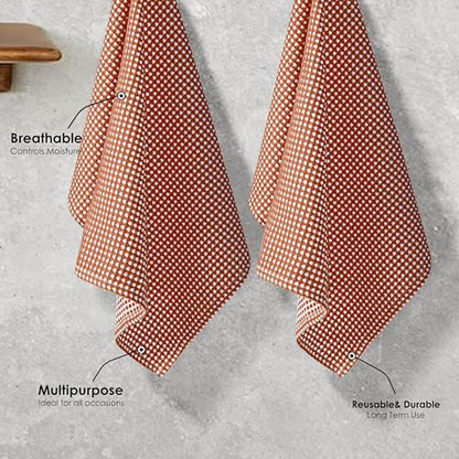 12 Pack Dual Tone Reversible Waffle Weave Dish Cloth, 12x12 Inch, 100% Cotton, Absorbent Dishcloth Set, Quick Drying, Durable for Cleaning, Wiping, Machine Washable, Rust - color: Rust