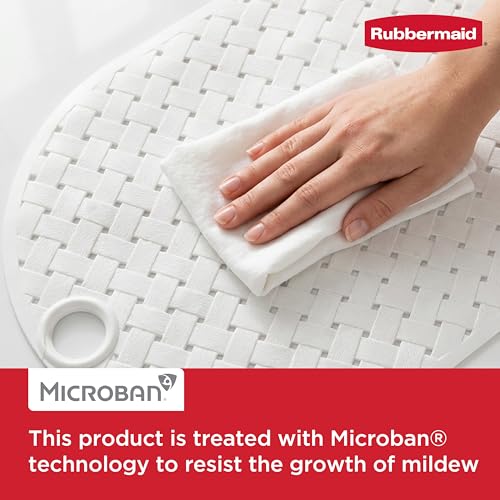 Rubbermaid INSTAMAT Bath Tub Shower Mat, Non-Slip Tub Mat with Suction Cups, Bath Mat Hangs on Showerhead for Quick Dry, 27.2 x 15.2 Inch, BPA-Free, Easy to Clean, for Inside Tub or Shower, White - color: White