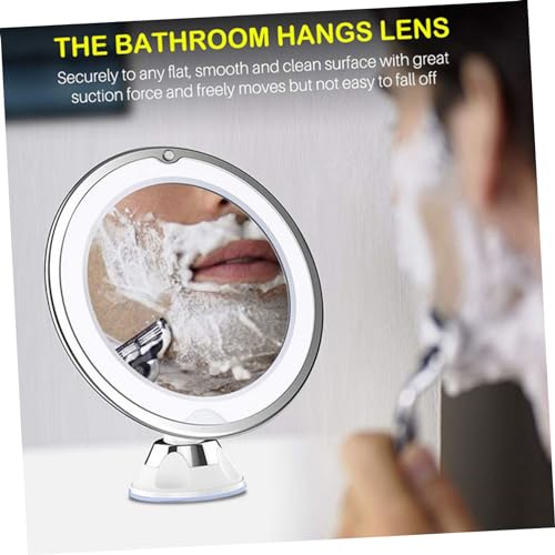 7X Magnifying LED Bathroom Makeup Mirror with Suction Cup Portable Round Vanity Mirror for Travel Bright Lighted Cosmetic