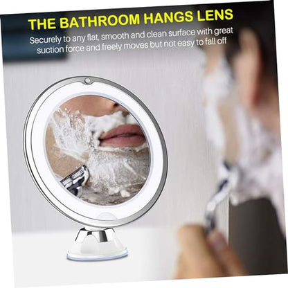 7X Magnifying LED Bathroom Makeup Mirror with Suction Cup Portable Round Vanity Mirror for Travel Bright Lighted Cosmetic
