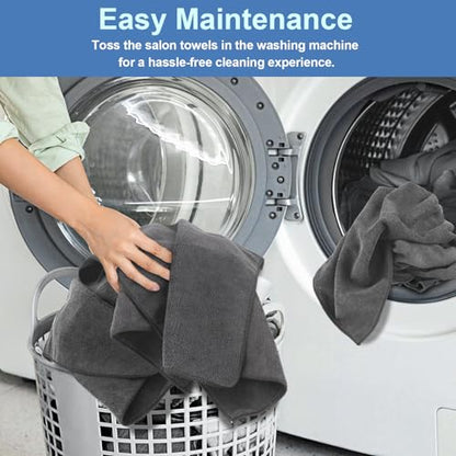48 Pack Gym Towels Set - Highly Absorbent and Quick Drying Microfiber Salon Towels, Premium Hand Cloths for Bathroom, Gym, Shower, Hotel, and Spa - 16x27 inch (Grey) | Highly Absorbent and Quick Drying Premium Hand Cloths for Bathroom, Gym, Shower, Hotel,