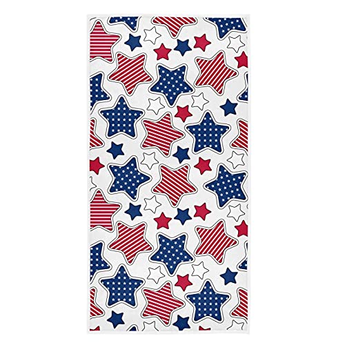 Naanle USA Flag Stars Pattern 4Th of July Patriotic Soft Highly Absorbent Guest Large Home Decor Hand Towels for Bathroom, Hotel, Gym and Spa (16 x 30 Inches) - color: Independence Day