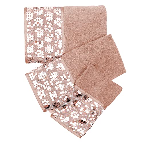 Zahari Home Sinatra Modern Bathroom Towel Set 3 Piece Towel Blush Bath Towel, Hand Towel and Wash Towel Luxury Contemporary Bling Blush Bath Towel Sets Soft Plush and Highly Absorbent - color: Sinatra Blush, style: 3 Piece Towel Set