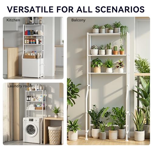 3-Tier Over The Toilet Storage, Freestanding Metal Bathroom Shelves, Space Saver Above The Over Toilet Storage Shelf for Bathroom (White) - color: White