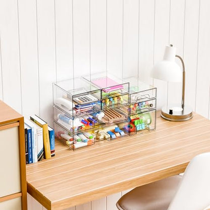 8 Pack Clear Stackable Storage Drawers,Acrylic Drawer Organizer for Medicine,Palettes,Hair Accessories and Makeup Organizer,Plastic Drawers for Cabinet,Office,Desk,Bathroom Storage Containers - style: 8 PACK