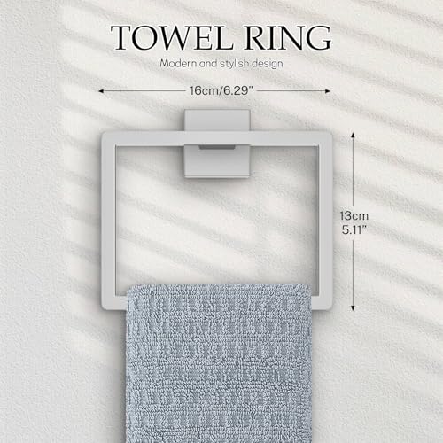 5-Pieces Brushed Nickel Bathroom Hardware Accessories Set,16 Inch Towel Bar Set,Stainless Steel Bathroom Hardware Set Towel Holder Set for Bathroom,Wall-Mounted Bathroom Accessories Kit - color: Brushed Nickel