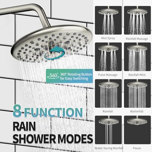 SR SUN RISE Shower Faucet - 10 Inch Multifunctional High Pressure Shower Head System with Handheld Shower Head Fixtures - Valve Included - Brushed Nickel - color: Brushed Nickel, size: 10 Inch