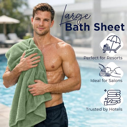 DAN RIVER 2 Pack Bath Sheets Extra Large 35x70, Large Bath Towels for Adults, XL Oversized Heavy Duty Towel Set, 600 GSM 100% Ring Spun Cotton, Soft Quick Dry, Sage Green - color: Sage Green