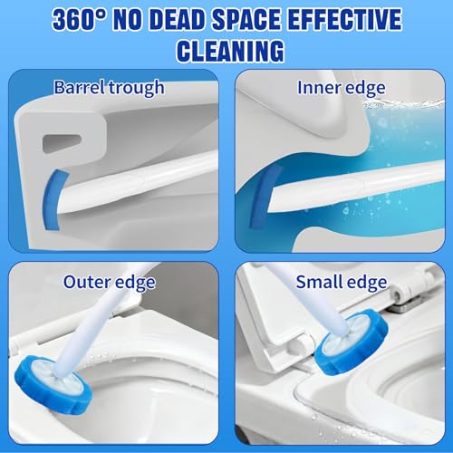 100pcs Disposable Toilet Brush Head,Compatible With Clorox Wand System | Upgrade Fiber Cleaner Heads for Closestool Cleaning (not included brush rod)