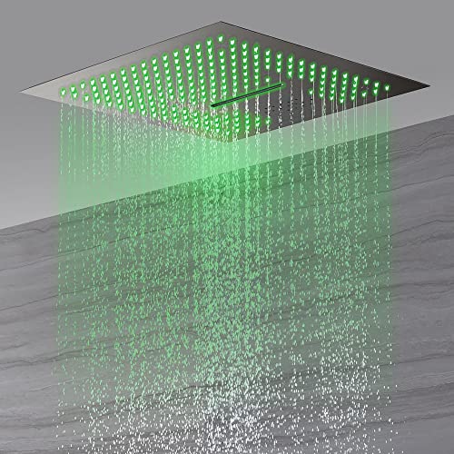 Cascada Luxury 16” Music LED Shower System with Digital Display Valves, 4 Functions (Rainfall, Waterfall, Body jets & Handheld) (Antique Brass) - color: Antique Brass
