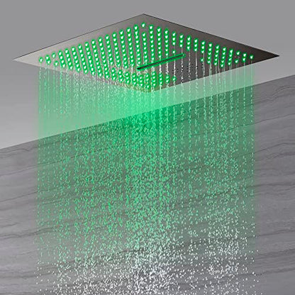 Cascada Luxury 16” Music LED Shower System with Digital Display Valves, 4 Functions (Rainfall, Waterfall, Body jets & Handheld) (Brushed Nickel) - color: Brushed Nickel