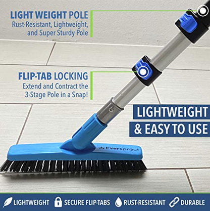 EVERSPROUT 1.5-to-3 Foot Grout Brush Scrubber Pro w/Long Handle Pole | Stiff V-Shape Bristles Built for Corners & Tough Grime | Swivel Design Cleans Shower Tile, Kitchen, Bathroom, Outdoor Concrete - style: Grout Brush + 3' Pole